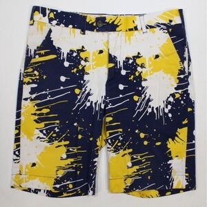 Loudmouth Golf Shorts Mens 34 Colorful Paint Splatter Splash 10" Stretch Chino